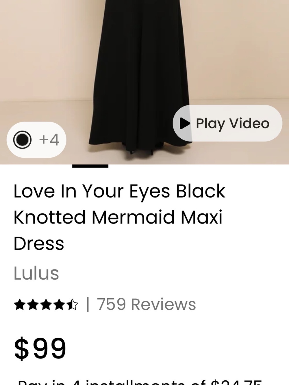 Lulu's Black Knotted Mermaid Maxi Dress